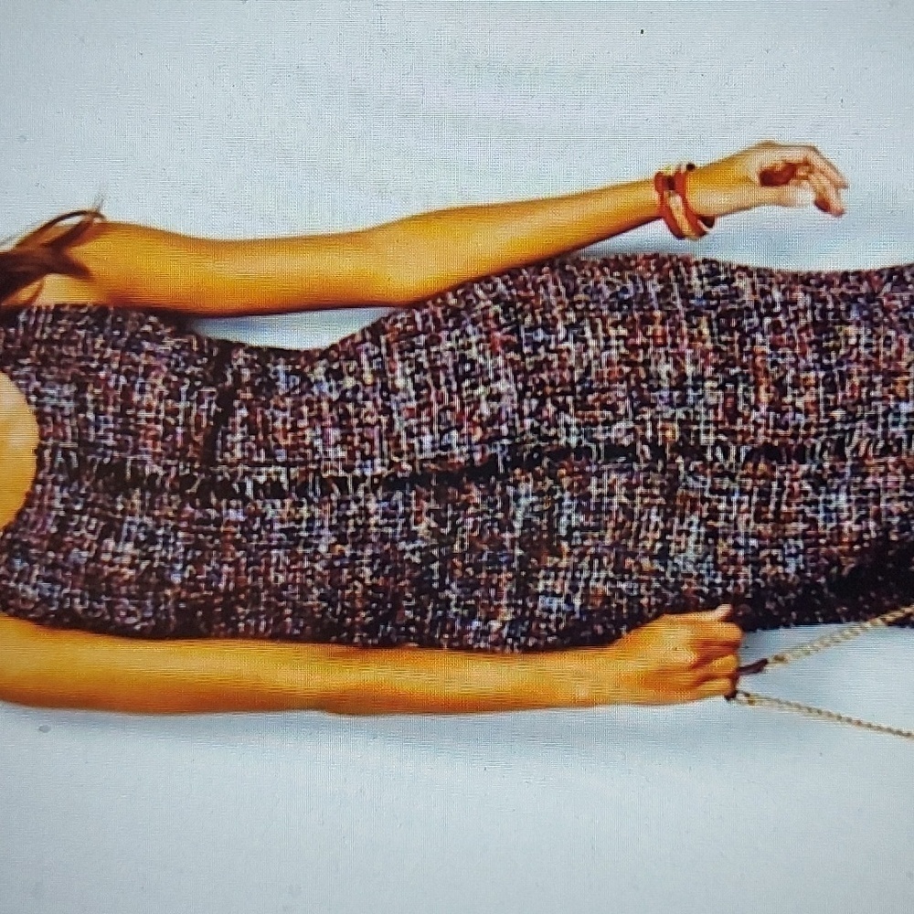 Dark Academia Dress Sleeveless Multitone Tweed Holiday Office Wear - Picture 14 of 14